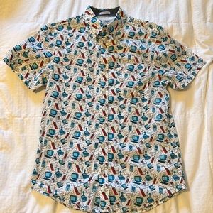 Men's Penguin ButtonUp Short Sleeve Nerd Shirt Computers,Cell Phones,Video Games